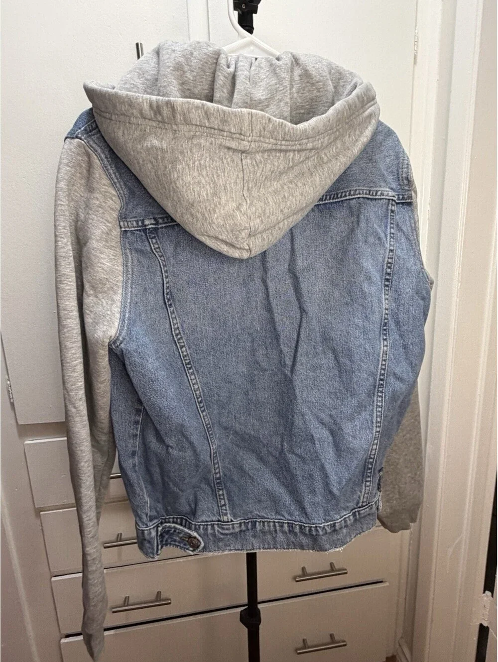 H&M Divided Hoodie Jean Jacket Mens Large Blue Denim Gray Streetwear Y2K Skater